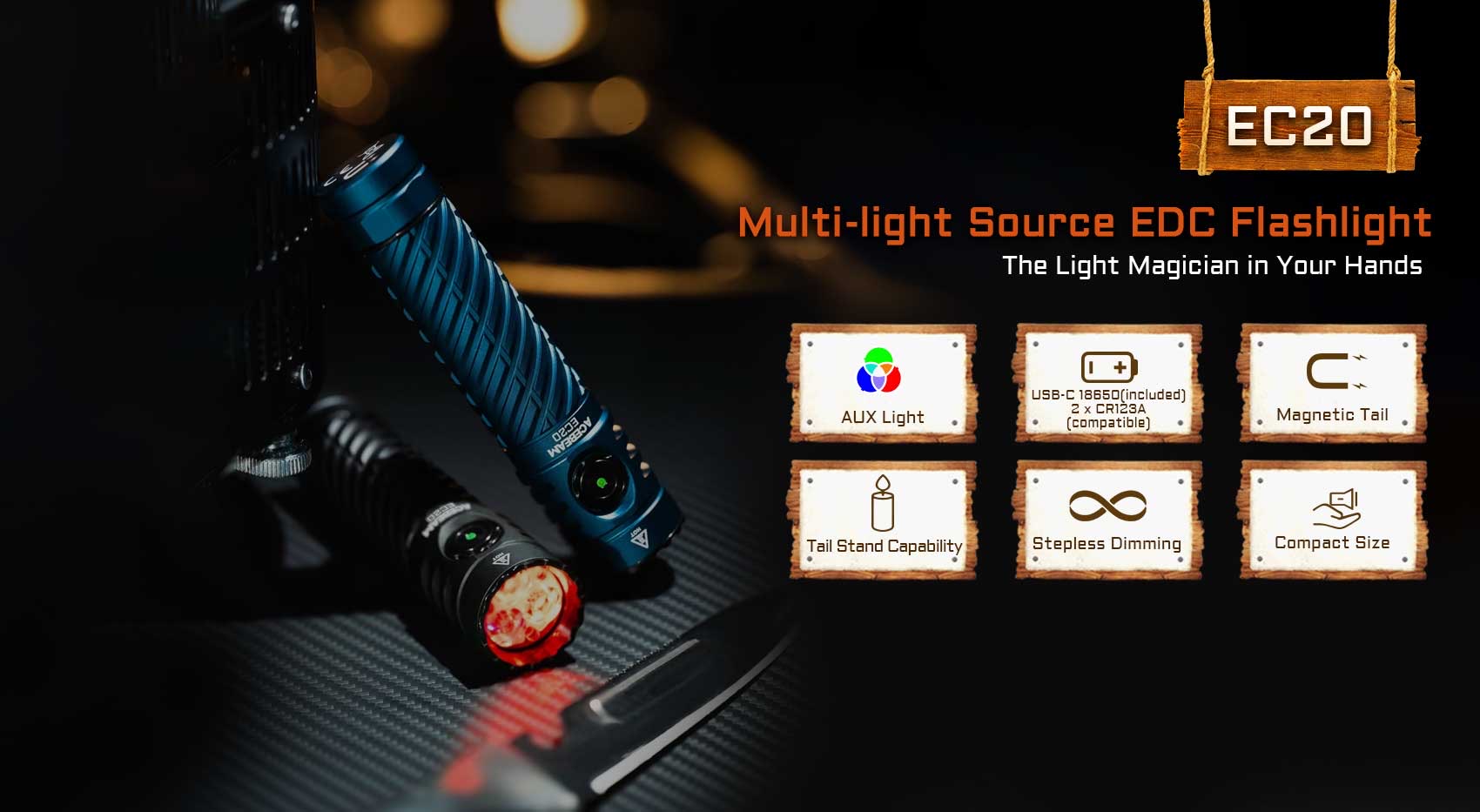 AceBeam EC20 RGBW Pocket Light with Magnetic Base - 2900 Lumens, 381 Metres (Desert Nichia) - Image 2