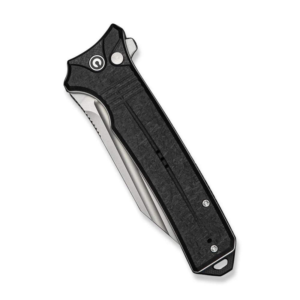 CIVIVI Neurohaptic C23080-2 with Milled Black Shredded G10 Handles and 3.74″ Stonewashed Nitro-V Blade, Button Lock - Image 5