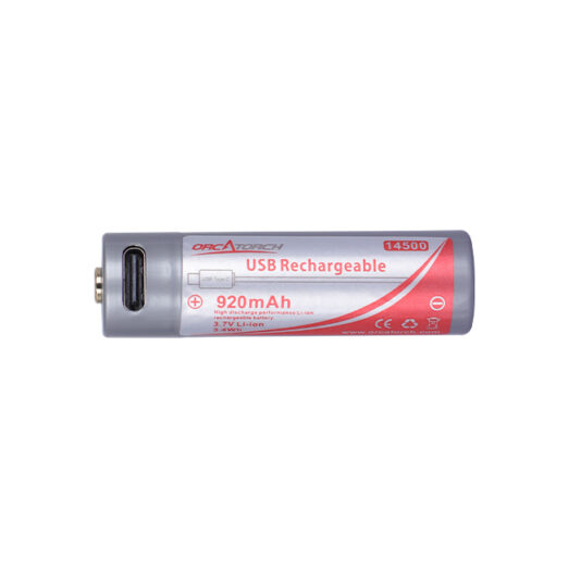 OrcaTorch 14500 USB-C Rechargeable 920mAh Battery