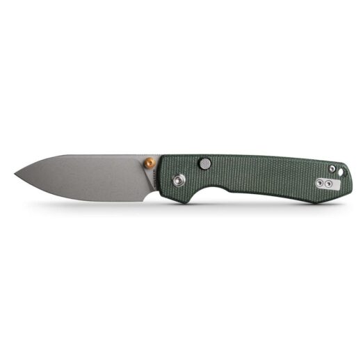 Vosteed Raccoon Top Liner Lock with 3.25″ Stonewashed 14C28N Blade and Green Micarta Handle – A2904