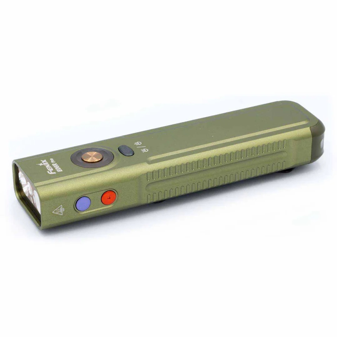Fenix E06R Pro Flat Flashlight with UV & Red Laser Modes - 1600 Lumens, 160 Metres (OD Green)