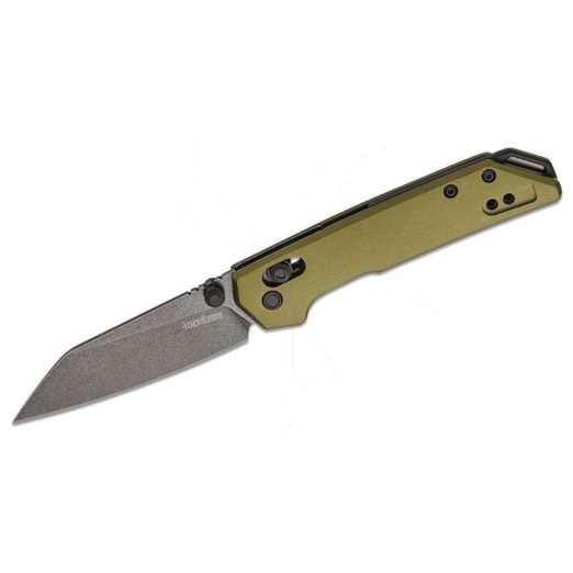 Kershaw Mini Iridium DuraLock Folding Knife 3" D2 BlackWashed Reverse Tanto Blade, OD Green Aluminium Handles - 2051ROLBW