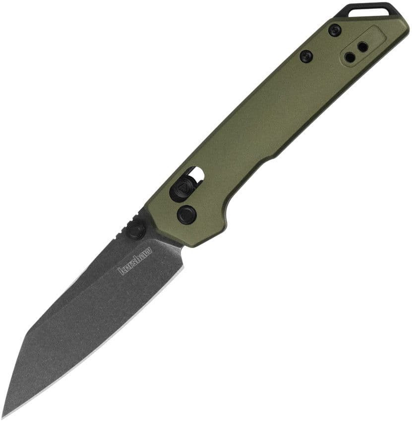 Kershaw Mini Iridium DuraLock Folding Knife 3" D2 BlackWashed Reverse Tanto Blade, OD Green Aluminium Handles - 2051ROLBW - Image 2