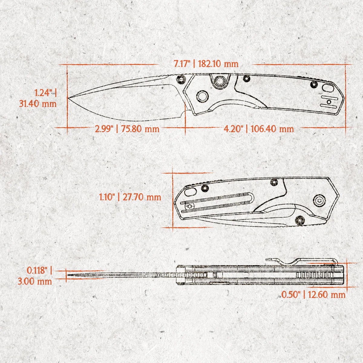 Vosteed Psyop - 2.99" S35VN Blade & Norplex UltreX™ Micarta Handle, Top Liner Lock Knife - A2218 - Image 16