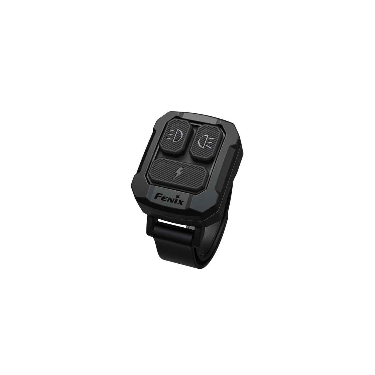 Rugged black Fenix wearable device with two raised buttons on top and a textured center pad.